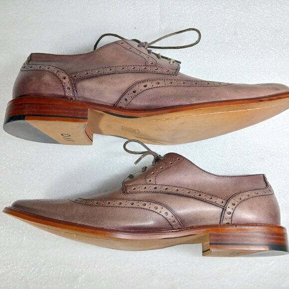 Joseph Abboud Italian Leather Wingtip Brogue Oxfords Mens 10.5 Brown EUC Italy - Picture 4 of 16